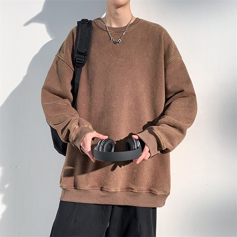 库存2万+抖音品质大码水洗做旧套头圆领卫衣男23XW99281-特批40，男装卫衣，电商A042