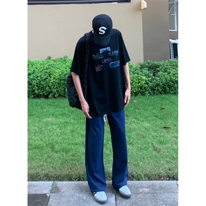 1506/QCK270/P48DSO夏季潮牌印花半截袖衣服透气体休闲裤子图片
