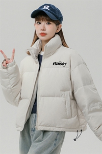 中性风休闲字母印花面包服时尚宽松立领棉服A268-MY502 P85控118图片