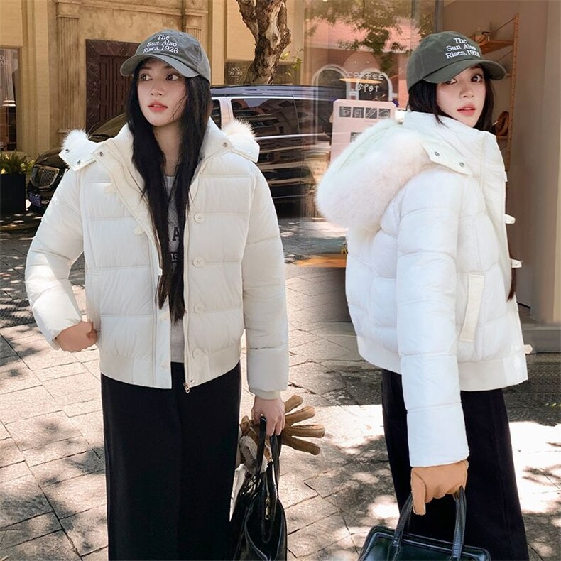 2025韩系新款毛领女短款韩版小个子加厚服冬装外套棉服图片