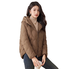 时尚百搭修身显瘦连帽羽绒服女冬季新款保暖外套，女装羽绒服，余墨