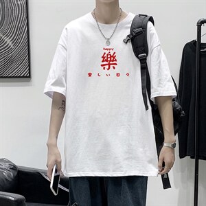 T2298P25港风室内潮流宽松简约百搭潮牌五分袖短袖T恤男夏季上衣图片