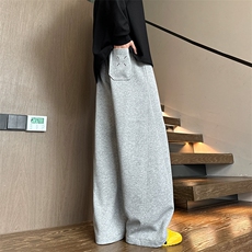 wassuphappy美式重磅卫裤男秋冬季加绒加厚阔腿运动裤休闲长裤子，男装休闲裤，电商A022