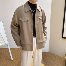春秋季宽松工装上衣服痞帅气外套男翻领短款休闲夹克男士JKA18，男装夹克，星座1116A-2（原606A-1）