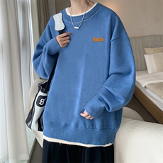 控78假两件毛衣男大码加绒针织衫男毛线衣M80293-P55加绒P70，男装针织衫/毛衣，电商A040