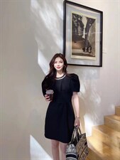 领口订珠连衣裙，女装连衣裙，LL+