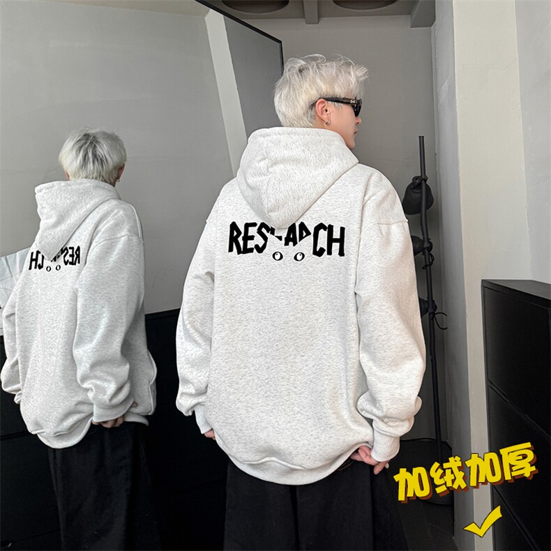 现货WY633-P45卡通高克重磅连帽加绒卫衣男美式高街潮牌外套a图片