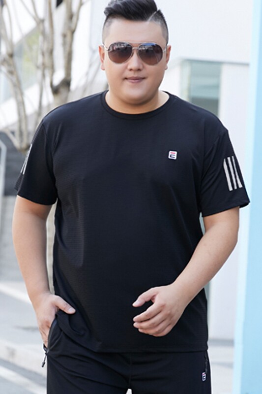 男大码圆领短袖T恤弹力网眼透气5032-1_T83(L-X4LP405XL-9XLP45,男装T恤,星座1516-1