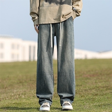 阔腿牛仔裤男宽松韩版潮流百搭复古ins潮牌直筒裤NZ06，男装牛仔裤，星座205-1