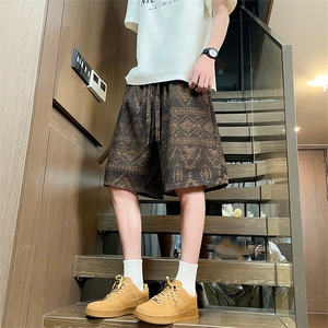 短裤男夏季美式复古拼接五分裤潮牌宽松大码XZ102B-1DK2503P25图片