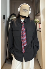 C5077/P40春装新款长袖多口袋工装衬衫男大码宽松潮流衬衣上衣，男装衬衫，电商A141