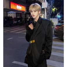 （自家图）网红炸街金属卡扣西服外套宽松西服1389-P105，男装西服，星座910-5