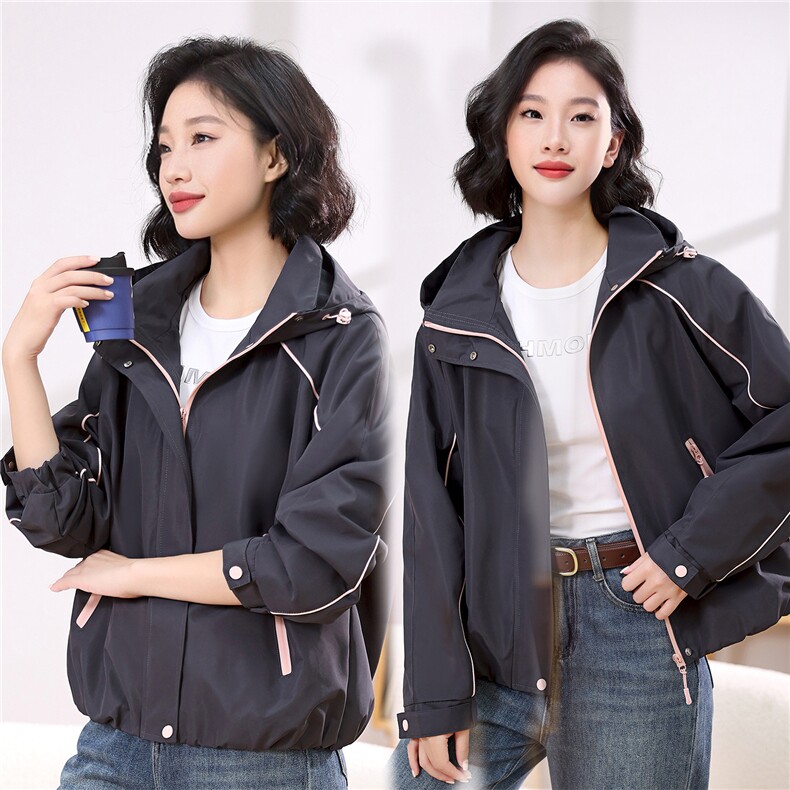 2025秋装新款时尚潮流休闲连帽外套，女装短外套，凝聚力