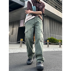 美式高街vibe风直筒长裤欧美痞帅男hiphop复古水洗拼接工装牛仔裤，男装牛仔裤，星座301D-4(原星座1004-4）