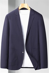时尚潮流宽松上衣西装爸爸装男士新款免烫薄款纯色外穿西服外套图片