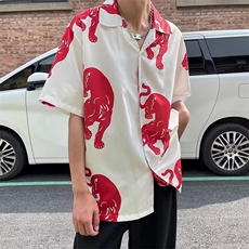 气质标准五分袖潮流百搭男原宿新款衬衫碎花潮衬衫C629P30，男装衬衫，星座1116-2
