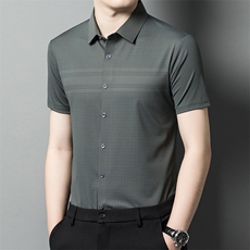 短袖衬衫男士夏季休闲商务中年爸爸装透气薄款上衣服QST926-P60，男装衬衫，星座1105-3