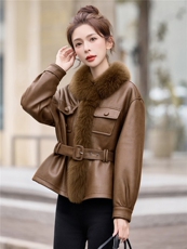 2025冬装新款麂皮绒羽绒狐狸毛外套，女装羽绒服，曼琳思菲