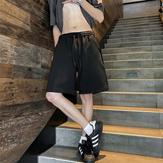 夏季美式新款运动短裤潮牌薄款高街宽松休闲百搭直筒裤，男装牛仔裤，星座410-7