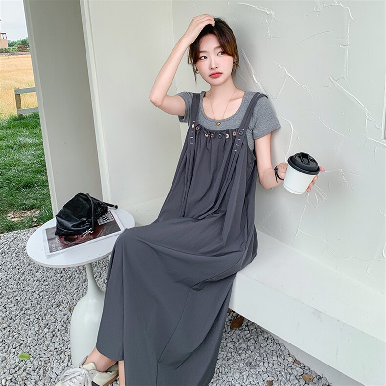 新款现货主推二件套背带连衣裙9853-P125-K178,女装连衣裙,2C129
