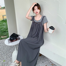 新款现货主推二件套背带连衣裙9853-P125-K178，女装连衣裙，2C129