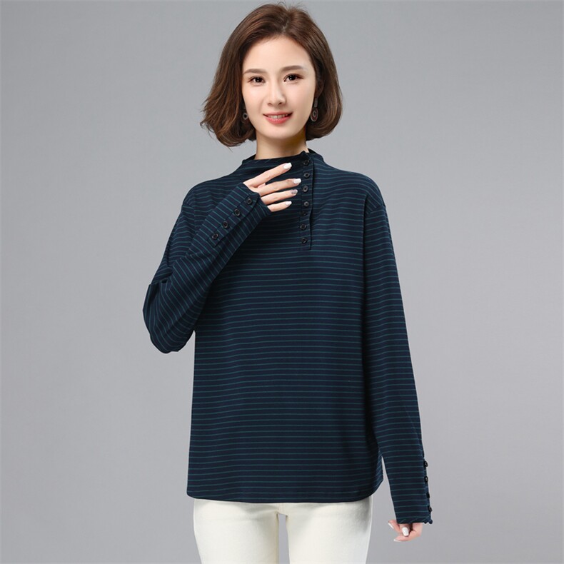 彩条打底衫,女装大码女装,奕阳依阁