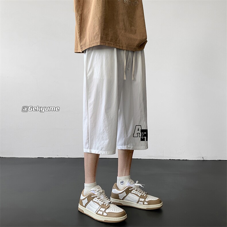 冰丝七分裤男大码速干短裤男五分裤 黑地板风格 QK72369-P25图片