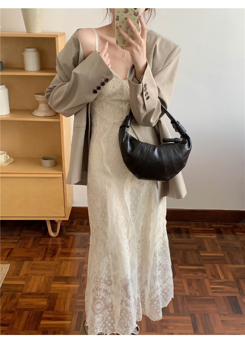 法式蕾丝吊带连衣裙女夏收腰气质漂亮仙女裙性感度假长裙,女装连衣裙,梦白服饰厂