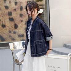 BAO跑量牛仔外套女短款百搭小个子上衣2025春秋时尚拼色休闲夹克，女装牛仔外套，跑量工厂店