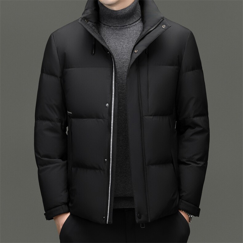 2026冬鸭绒羽绒服休闲商务男短款加厚立领保暖外套男士潮服图片