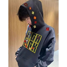 美式重磅刺绣连帽卫衣男女潮牌青少年情侣春秋潮牌外套WY16，女装短外套，星座516A