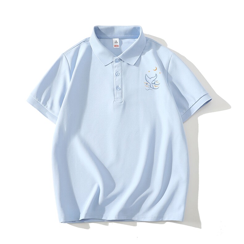 P10短袖男夏季新款鱼尾潮流半袖上衣休闲透气高级翻领polo衫T恤衫，男装T恤，星座115A-1