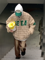 EQ85毛巾绣棒球服情侣外套男格子编织夹克2024新款春装港风P113，男装夹克，电商C306-1