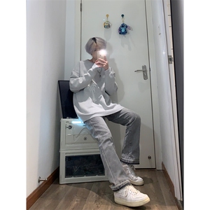 美式hiphop纯色修身直筒牛仔裤 控价68图片