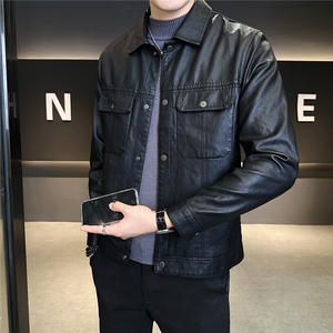 加绒加厚皮夹克男秋冬季2025新款工装口袋外套 A313-8861-P148图片