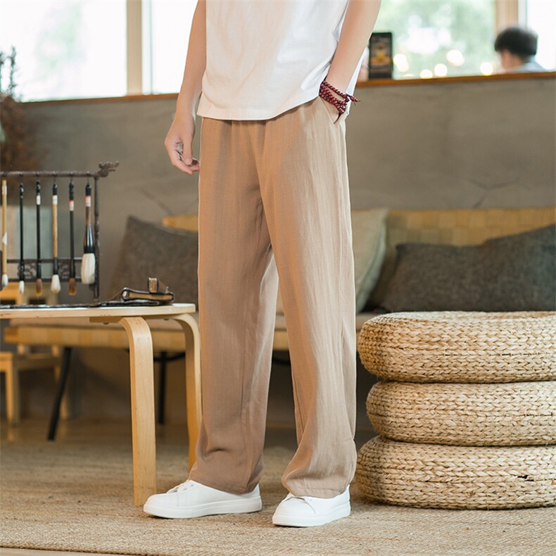 亚麻休闲裤男夏季垂感弹性亚麻裤子风潮流长裤225-6-K07-P45,男装休闲裤,星座225-6