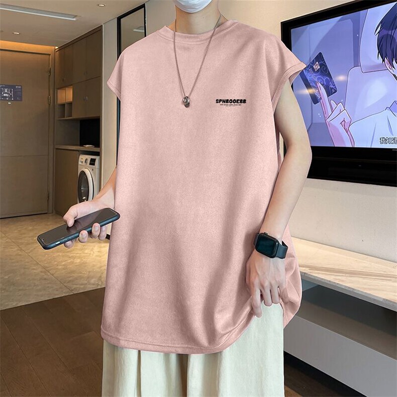 可设48小时发货支持抖音得物来样二开240克重磅美式麂皮绒背心t恤，男装背心/马甲，电商A486-1