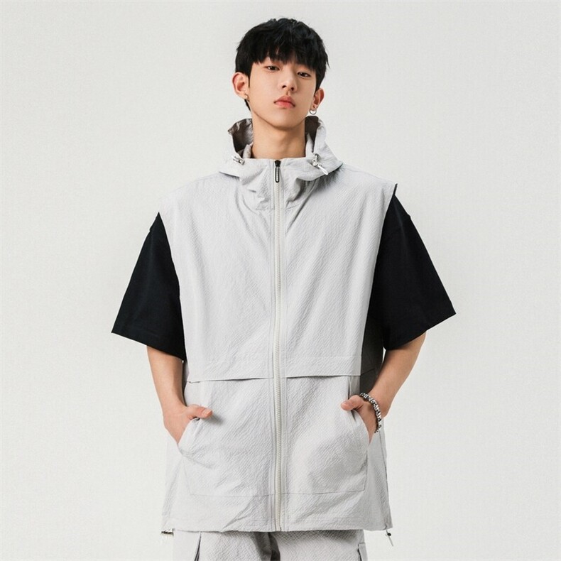 户外运动工装冲锋夏季新款百搭连帽男马甲外套 A406 T6061 特P38图片