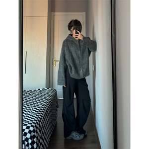 【有货】8153CC-特P86 马海毛针织开衫毛衣男加厚拉链连帽外套图片