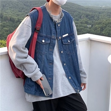 设计感小众毛边工装牛仔马甲男潮流外套复古坎肩背心MJ121-P50，男装背心/马甲，星座1103-3