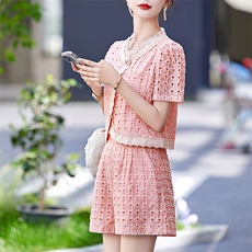 网红小香风套装女小个子2023年夏季新款轻奢高级感气质短裤两件套，商品下架区，韩然一族