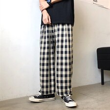 2021新上潮牌大码宽松港风流行帅气格子男士休闲裤2151-P40，男装休闲裤，电商A128