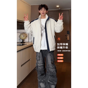 秋冬新款加厚羊羔绒外套男痞帅宽松立领休闲棉衣-A1440TP90控145图片