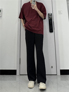 纯色cleanfit冰丝裤子马吉拉那不勒斯西裤高级感痞帅微喇西装裤图片