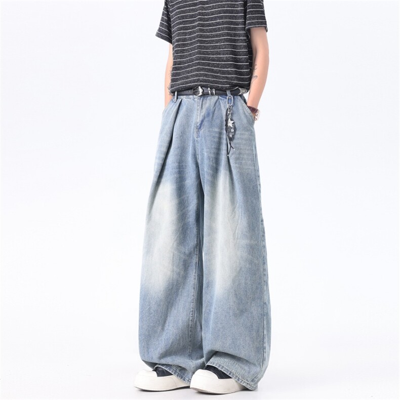 XZ-221-1/K1661/P58美式复古水洗做旧宽松阔腿垂感休闲牛仔裤，男装牛仔裤，星座221-1