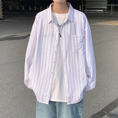 春夏条纹长袖衬衫男潮流帅气衬D325CY13TP30，男装衬衫，电商D325