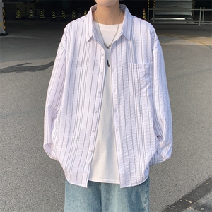 春夏条纹长袖衬衫男潮流帅气衬D325CY13TP30图片