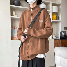 美式复古慵懒风开衫毛衣男秋冬季新款宽松加厚针织衫立领拉链外套，男装针织衫/毛衣，星座1013