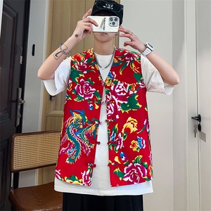 MJ02常年有货大花马甲双层 团队服喜庆婚礼服M-5XL大码图片