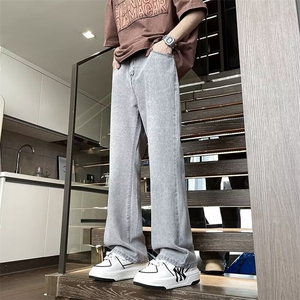 港风夏款男牛仔长裤微喇叭宽松休闲裤NK2041 P40图片